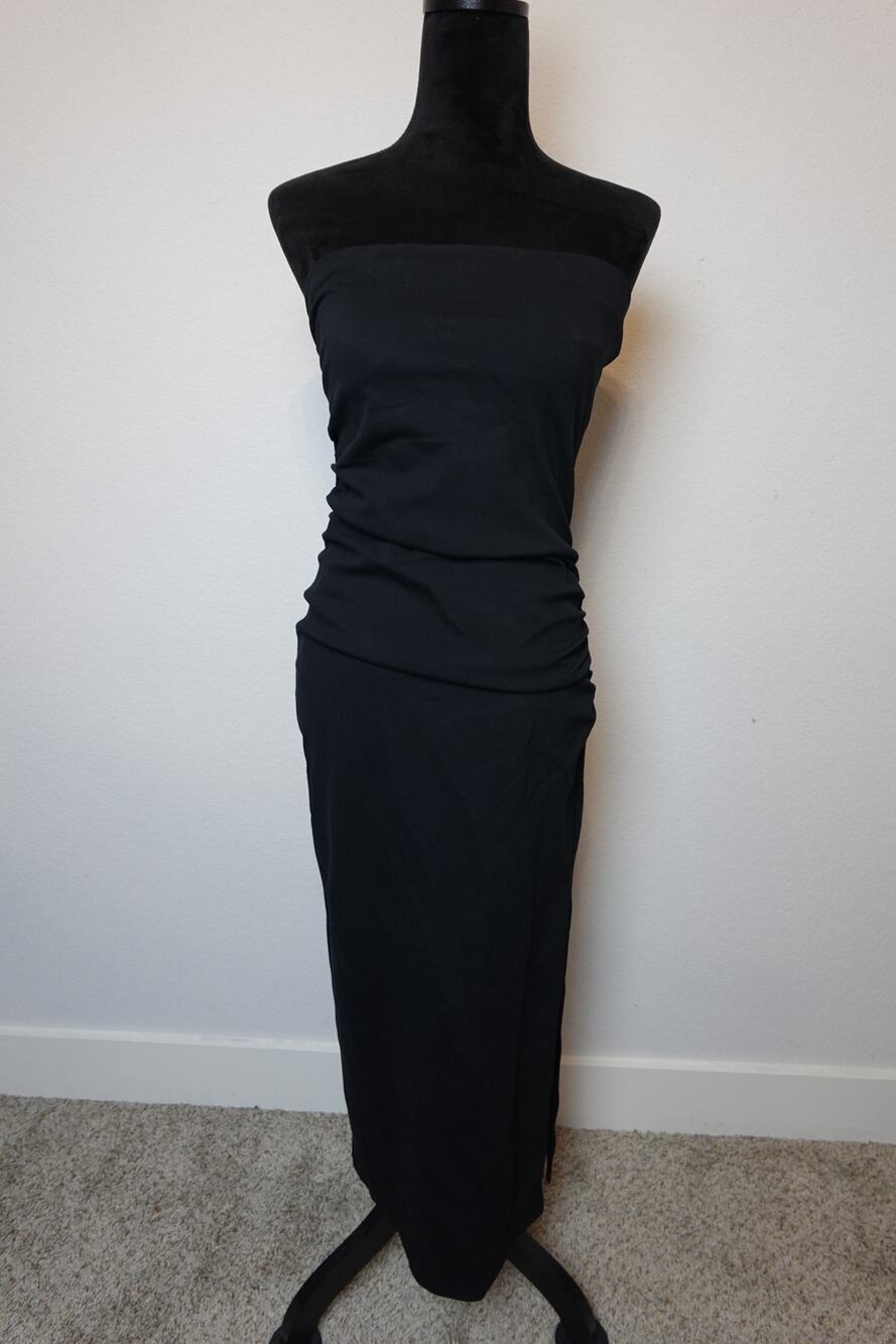 Chic Target A New Day Black Strapless Ruched Maxi Dress size xs